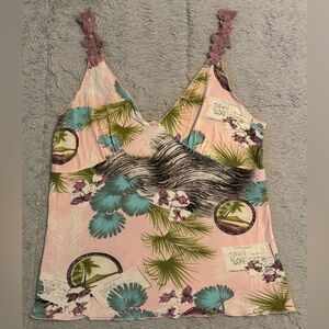 Hale Bob for A Pea In The pod Pink Multi Tropical Print Tank w/ Decorated Straps